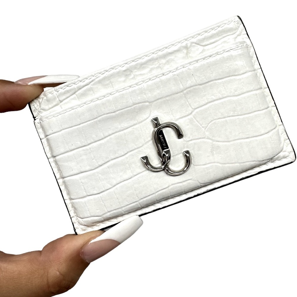 AUTHENTIC Jimmy Choo Card Holder Umika Wallet Embossed White - Picture 7 of 8